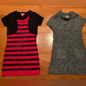 Black and Red Striped Kids Dress